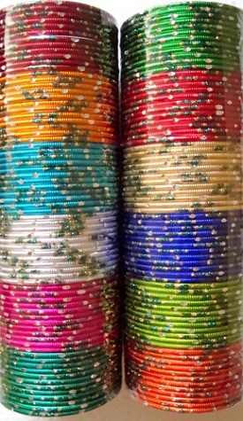 Glass Colourful Bangles with Sprinkles