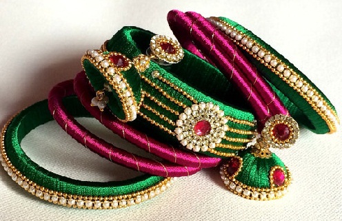 Jhumka Style Thread Colourful Bangles