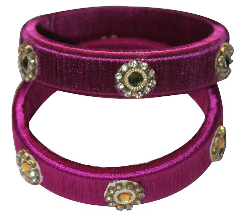 Dark Pink Floral Design Bangles