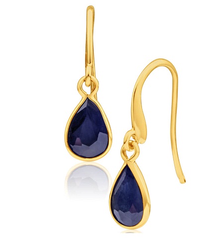 Blue drop Gold Sapphire Earring