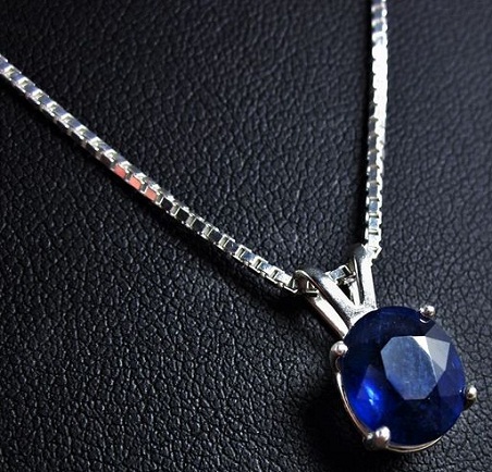 Single Stone Sapphire Pendant Chain