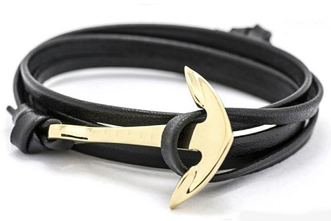 Anchor Leather Bracelet