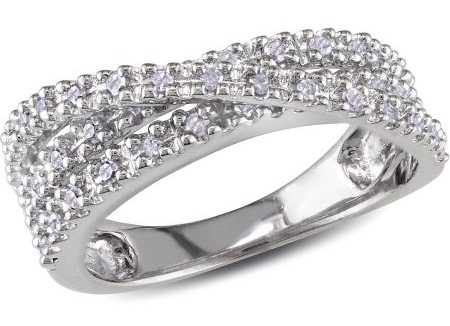 Silver Diamond Crossover Ring