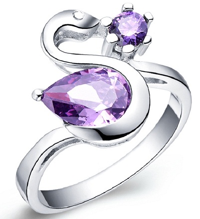 Designer Purple Stoned Diamond Ring