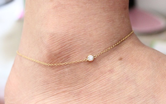 Gold CZ Diamond Anklets for Women