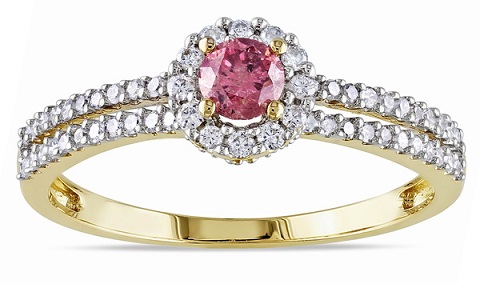 Round Diamond Pink Ring