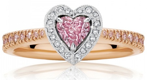 Heart shaped Pink Diamond Ring