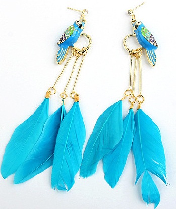 the blue feather earrings