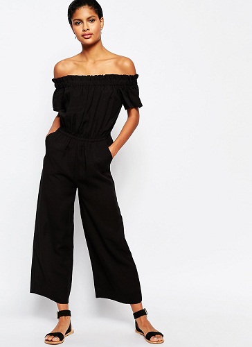 Black off Shoulder Ruffle Jumpsuits4