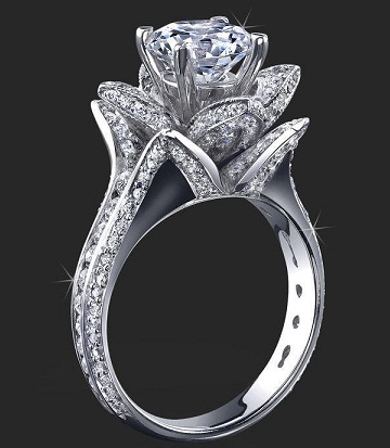 Lotus Style Diamond Wedding Ring