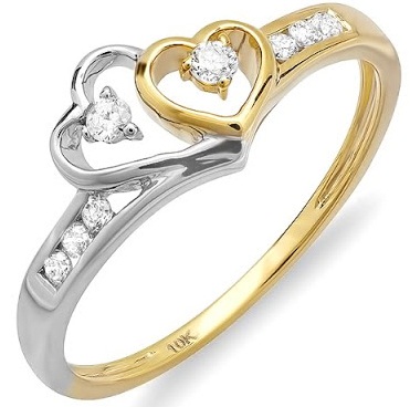 Two Heart Shaped Diamond Wedding Ring