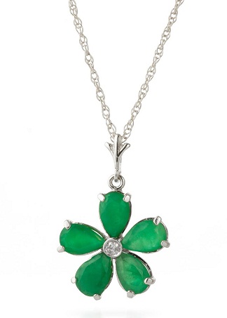 Emerald white gold pendant