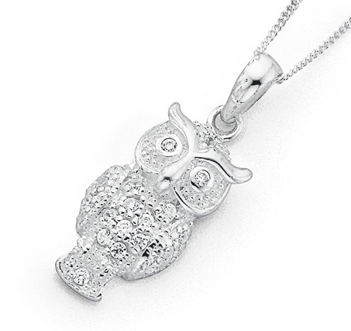 Silver Owl Locket Necklace