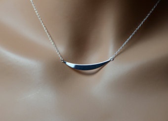 Half Moon pendant Sterling Silver Short Necklace