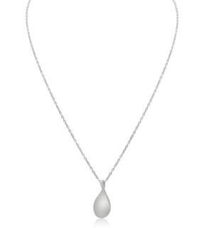 Matte Finish teardrop Pendant Sterling Silver Necklace