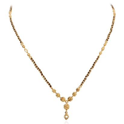 Black bead- Golden Ball Mangalsutra with Gold pendant