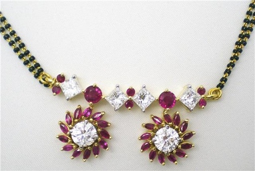 Ruby studded Semi-circular Vati Mangalsutra