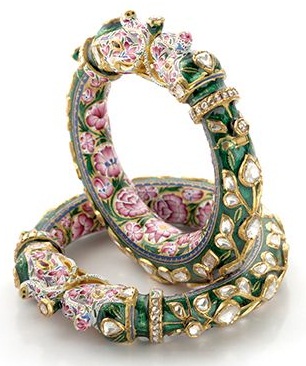 Kundan and Meena Bridal Bangle Sets