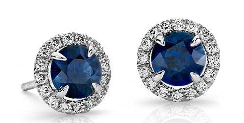 Blue sapphire Diamond stud earrings