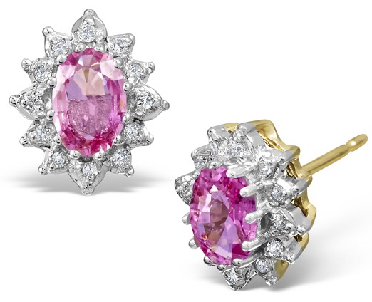 Pink sapphire stud earrings