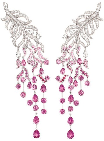 Pink sapphire intricate earrings