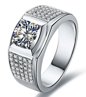 Diamond Studded Silver Wedding Ring For Men