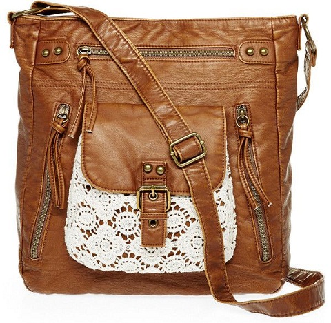 Polyester and Crochet Cross Body Handbag