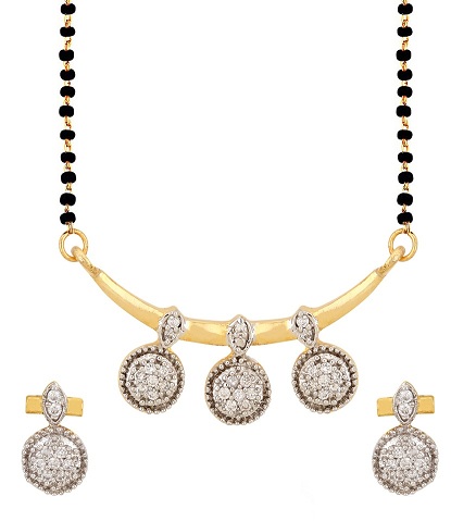 Contemporary American diamond stud mangalsutra set