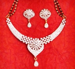 Large pendant American diamond stud mangalsutra