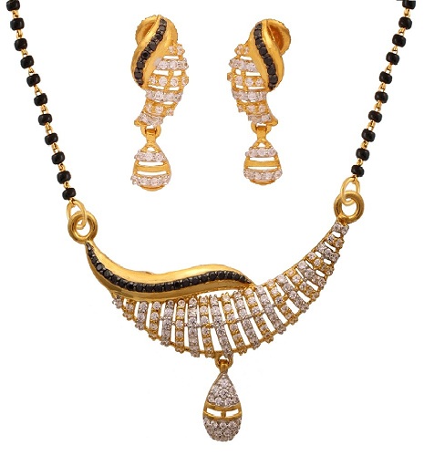 American diamond manglasutra pendant set