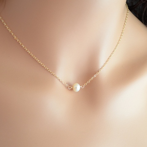 Single Pearl Gold Necklace