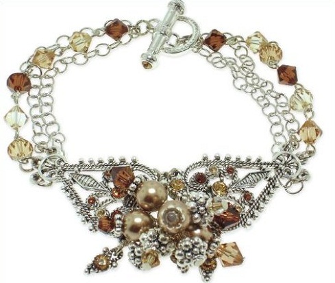 Crystal bead charm bracelet