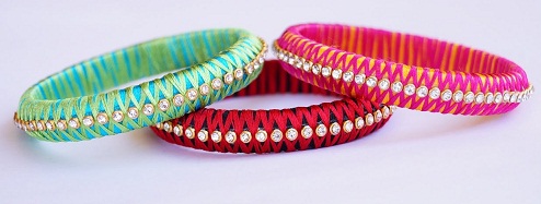 Handmade Criss Cross Silk Thread Bangles