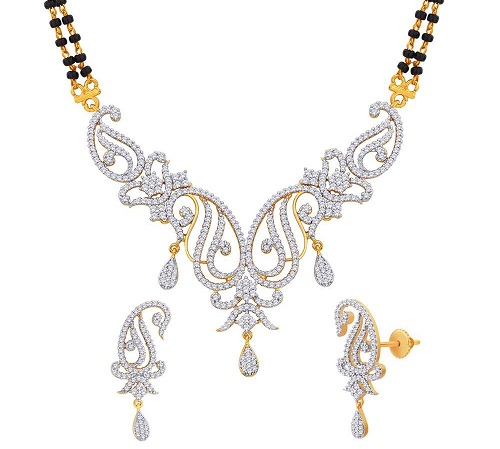 Gold and rhodium plated mangalsutra set