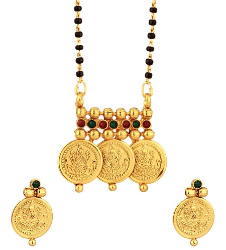 Double string lakshmi coined mangalsutra set