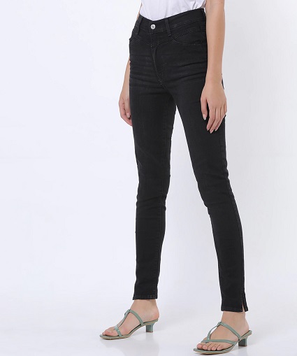 Black Skinny Jeans With Vented Hem