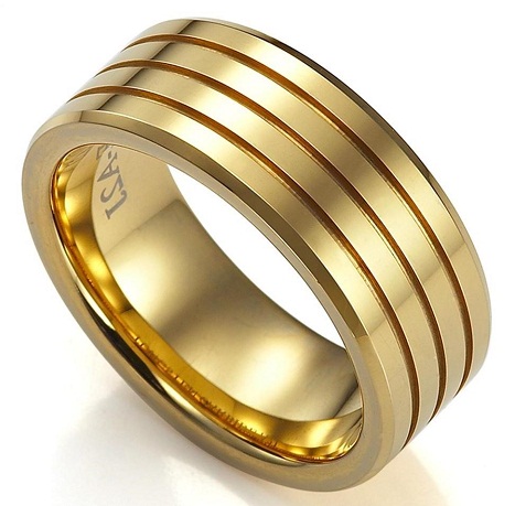 layered gold weddiing rings for men