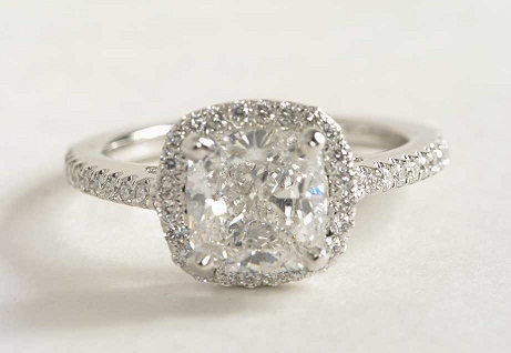 White Gold Cushion cut engagement ring