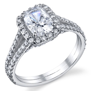 Split Shank Cushion Cut engagement ring