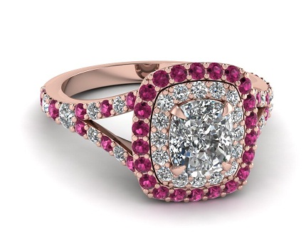 Pink Sapphire Cushion Cut Engagement rings