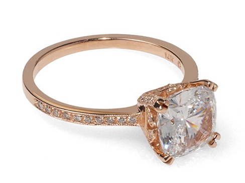 Rose Gold Cushion cut Engagement Ring