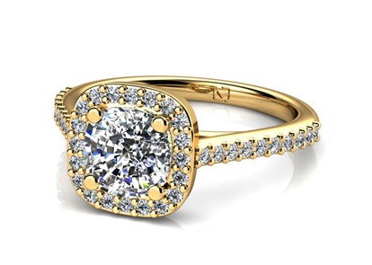 Yellow Gold Cushion Cut Engagement Ring