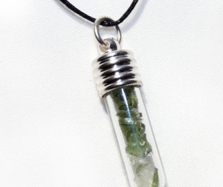 Glass vial crystal pendant