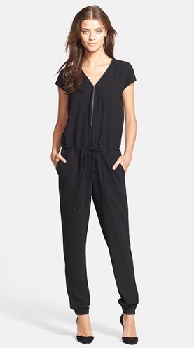 Zipped V-neck Jumpsuit