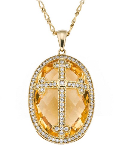 Citrine Cross Locket