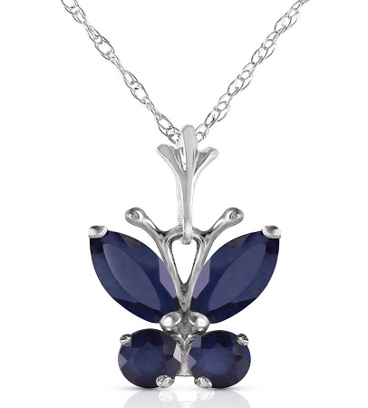 Sapphire Butterfly Charm Necklace